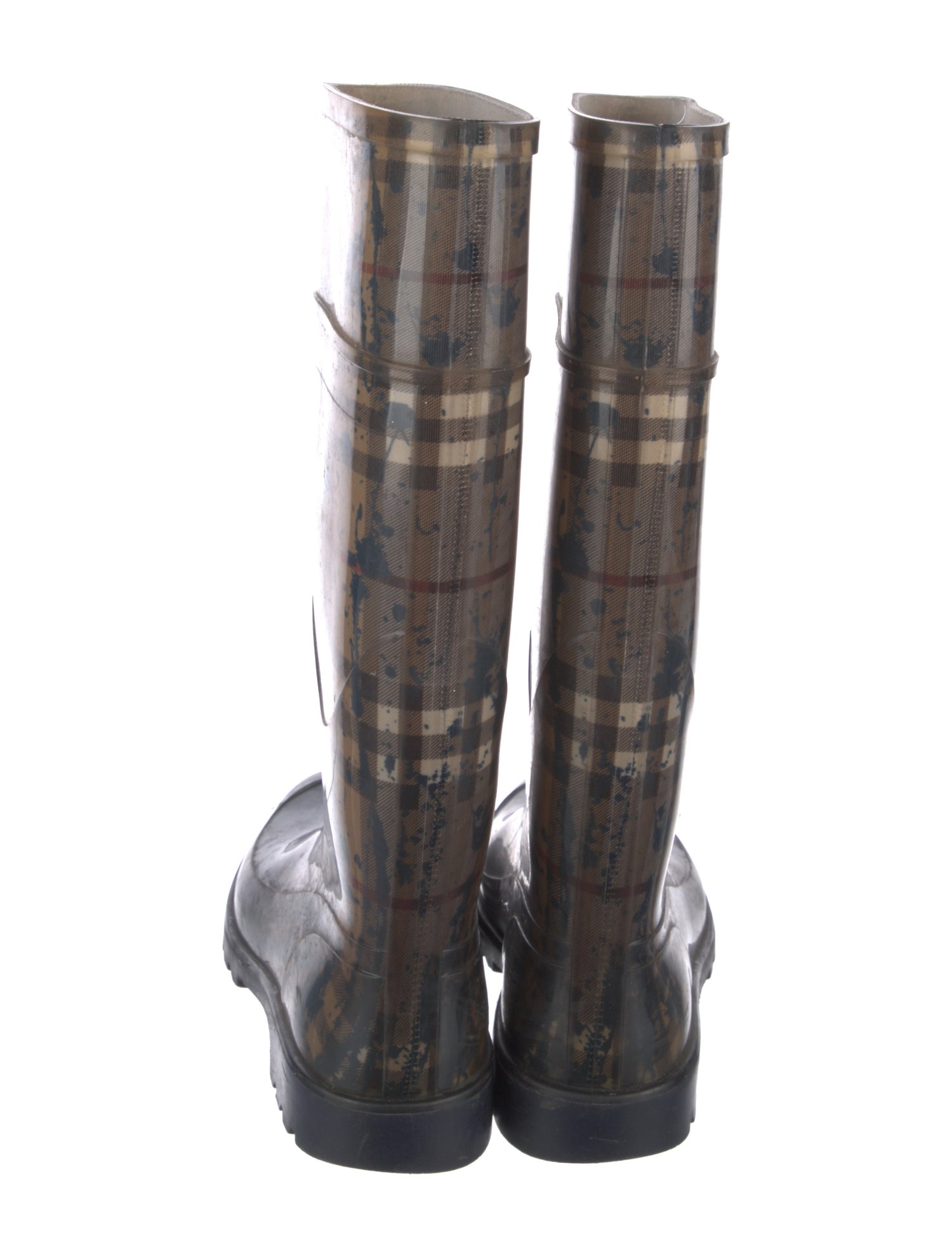 Burberry Haymarket Check Pattern Rubber Rain Boots
